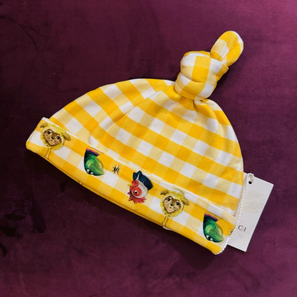 NWT GUCCI Baby Gingham Farm animal hat (L) 🐣